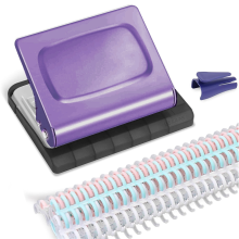 10 Hole Punch Binding Machine for Planners, with Multi-Color Binder Rings, 30 Holes on A4, 20 A5