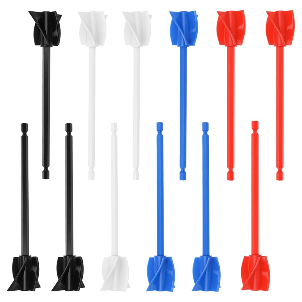 Jehiatek Epoxy Mixer Attachment For Drill, 12-Piece Set - Helix Paddles, Paint Stirrers Drill Attachment, 6.5-Inch