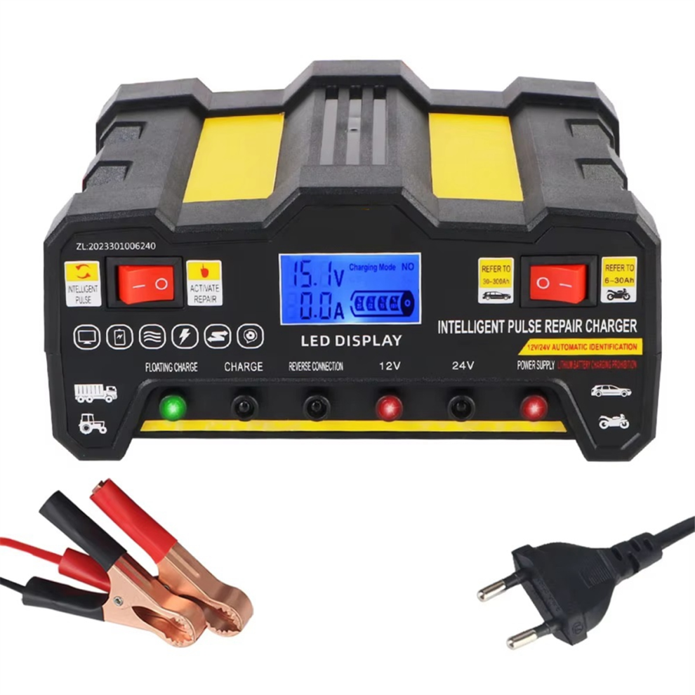 Intelligent Pulse Repair Battery Charger 300Ah Lcd For Wet Dry Lead Acid Full Automatic Car Eu-Plug 4853736871613
