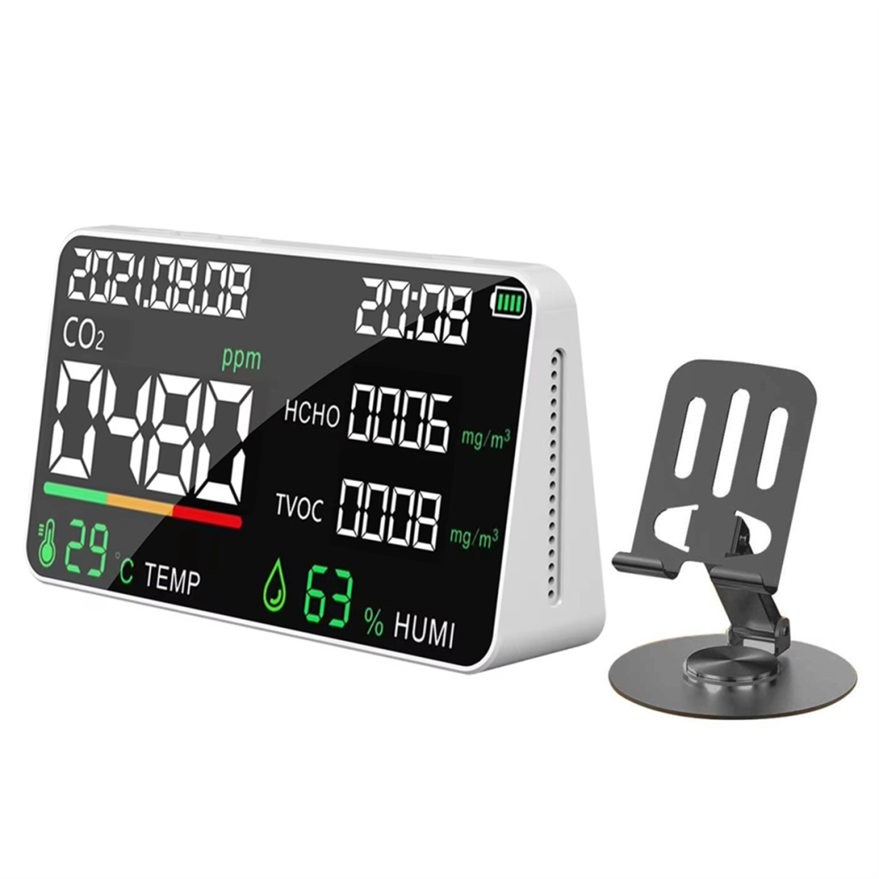 Jehiatek Air Quality Monitor Co2 Hcho Tvoc Tester Usb Rechargeable Room Temperature Humidity Meter Gas Analyzers