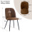 AINPECCA 2PCS Velvet Dining Chairs Padded Seat Suede Brown 6