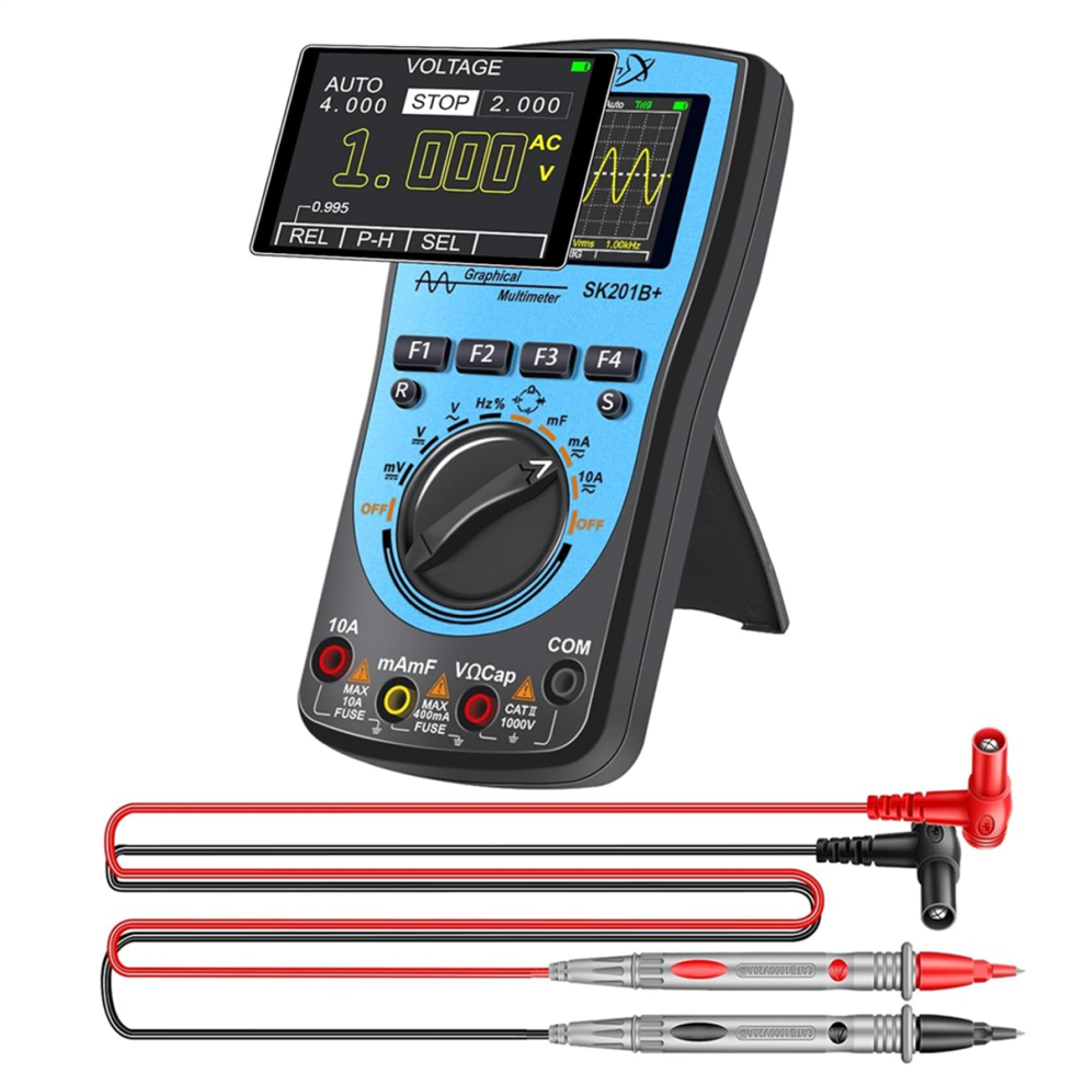 Sk201b+ Oscilloscope Multimeter, 1Mhz Bandwidth, 2.5Msps Sampling, 4000 Count Measure Voltage, Current, Capacitance 4853736876557