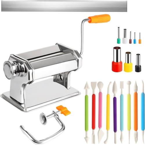 Stainless Steel Polymer Clay Roller Machine Set Includes Presser for DIY Craft Projects