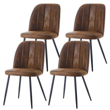 (Suede Brown, 4PCS) Dining Chairs Padded Seat