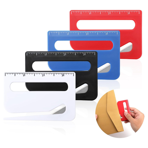 4pcs Envelope Opener, Upgraded Plastic Letter Opener Slitter Incisive Mail Tool with Scale 2