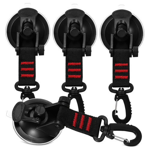 4 Pack Window Suction Cup Hooks Rotation Secure Heavy Duty for Glass Car Camping Van Bathroom