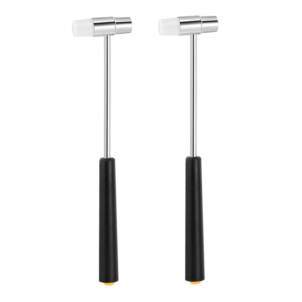 Jehiatek 2Pcs Dual Head Small Hammer, Metal Heads Jewelry Mallet Mini Hammer For Diy Crafts, Watch Tuning, Leather
