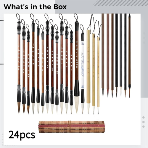 25 Brushes with Bristle Types, Features Soft Goat Hair and Mixed Tips, Accommodates Different Stroke Techniques 2