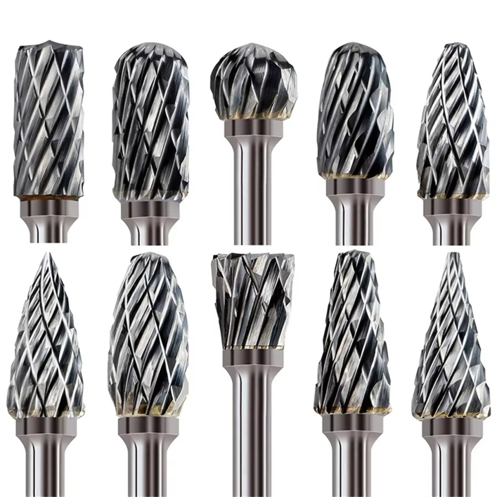 10Pcs Tungsten Carbide Grinding Bit Set For Precision Deburring & Polishing - Dual-Cut, Rotary Tool Compatible 4853128037412
