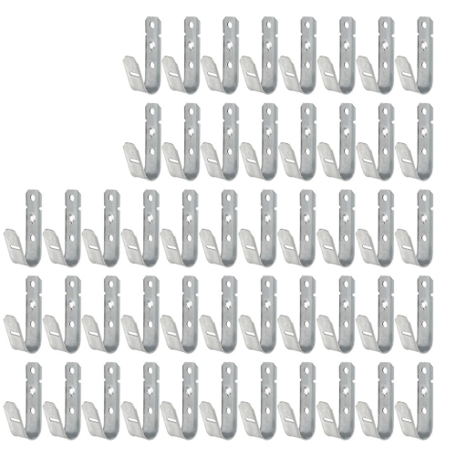 50 Pcs Cable Support J-Hook, 3/4 Inch Hooks for Hanging, Wall Mount Galvanized J