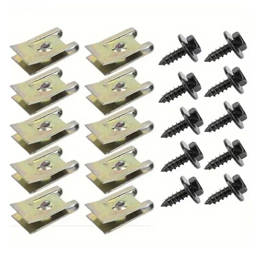 100Pcs Metal U Clips for Car Modification Screw Base Bumper Protection Trim Installation