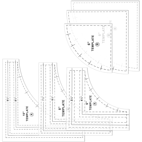 3PC Drunkards Path Quilting Templates Large Rulers and for Cutting Patterns with 1/4IN Seam Allowance 1