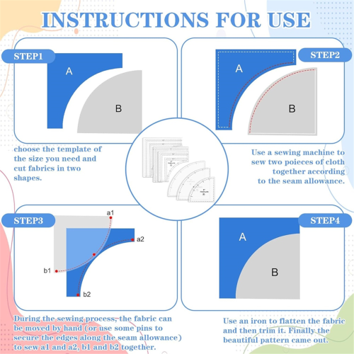 3PC Drunkards Path Quilting Templates Large Rulers and for Cutting Patterns with 1/4IN Seam Allowance 2