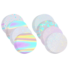 200Pcs Badge Film 70mm (2.76 in), 8 Styles of Holographic Glitter, Protective for 2.25 Inch 58mm Button Maker