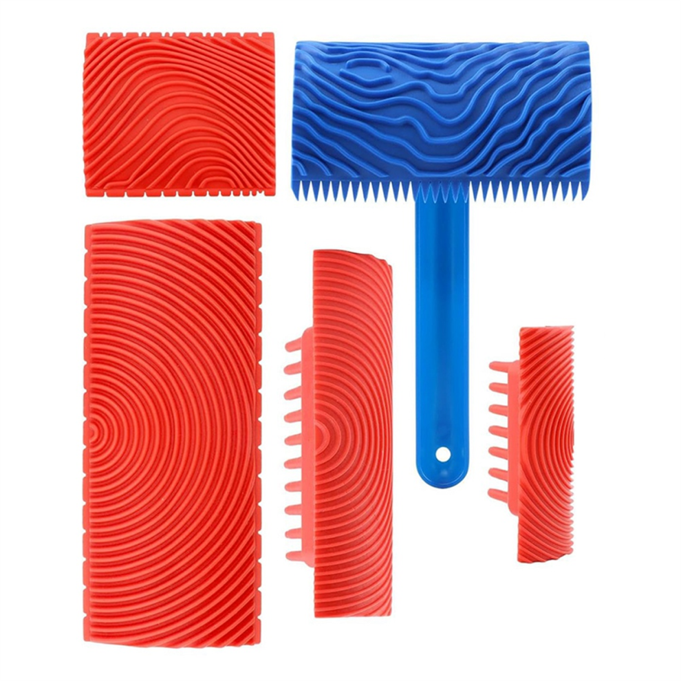 5 Pack Wood Grain Tool,Woodgraining Tool Kit,Texture Pattern With Handle Roller Rubber Empaistic Graining 4853128047923