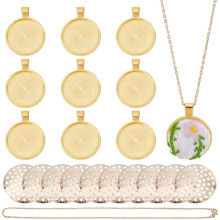 10 Pcs Round Bezel Pendant Trays, Cabochon Setting Blanks for Photo DIY Jewelry Making