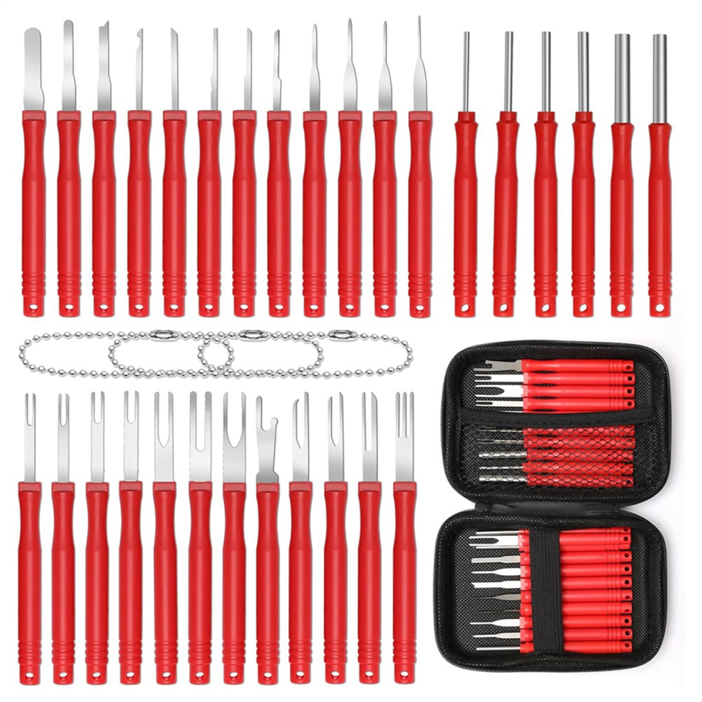 Jehiatek 30+4P Terminal Pin Removal Tool Kit, Electrical Connector Depinning Extractor Kit Wire Release