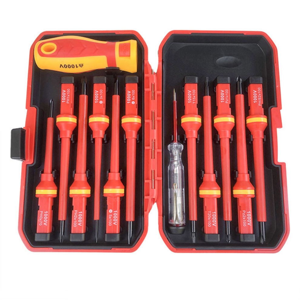 Insulated Screwdriver Set 1000V Slotted Magnetic Screw Driver Bits Kit and Repair Tool-image-OPC-PJ87JDG-NEW