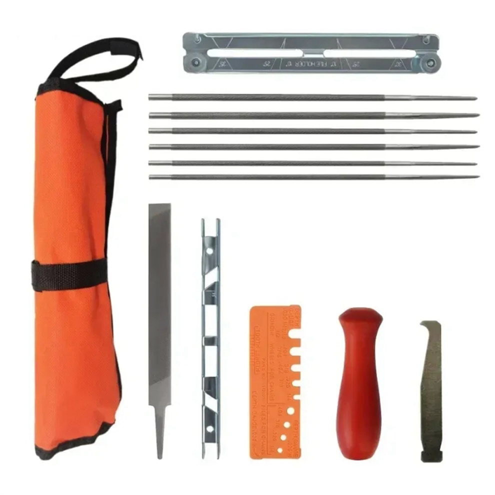 13Pcs Professional Chainsaw Chain Sharpening Kit Tool Hardwood Handle Round/Flat File Guide Bar Sharpener 4853128052798