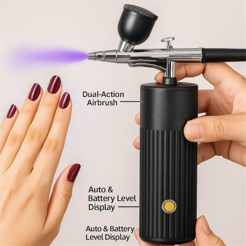 Cordless Airbrush Kit, Rechargeable Compressor with 48 PSI, Portable Handheld Set for Nails, Makeup, Art 1