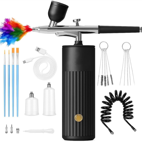 Cordless Airbrush Kit, Rechargeable Compressor with 48 PSI, Portable Handheld Set for Nails, Makeup, Art