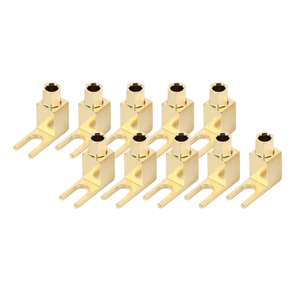 10Pcs Banana Connectors Gold Plated Speaker Audio Amplifier Connector Plug Converted To Y U-Shaped 4853128059582