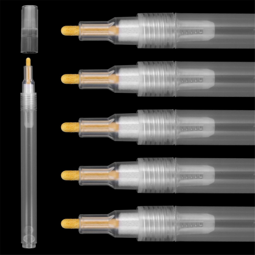 Acrylic Paint Markers,6 Pcs Empty Markers, Fillable Touch Up Pen, Round Tilted Flat Head Refillable Paints Marker 1