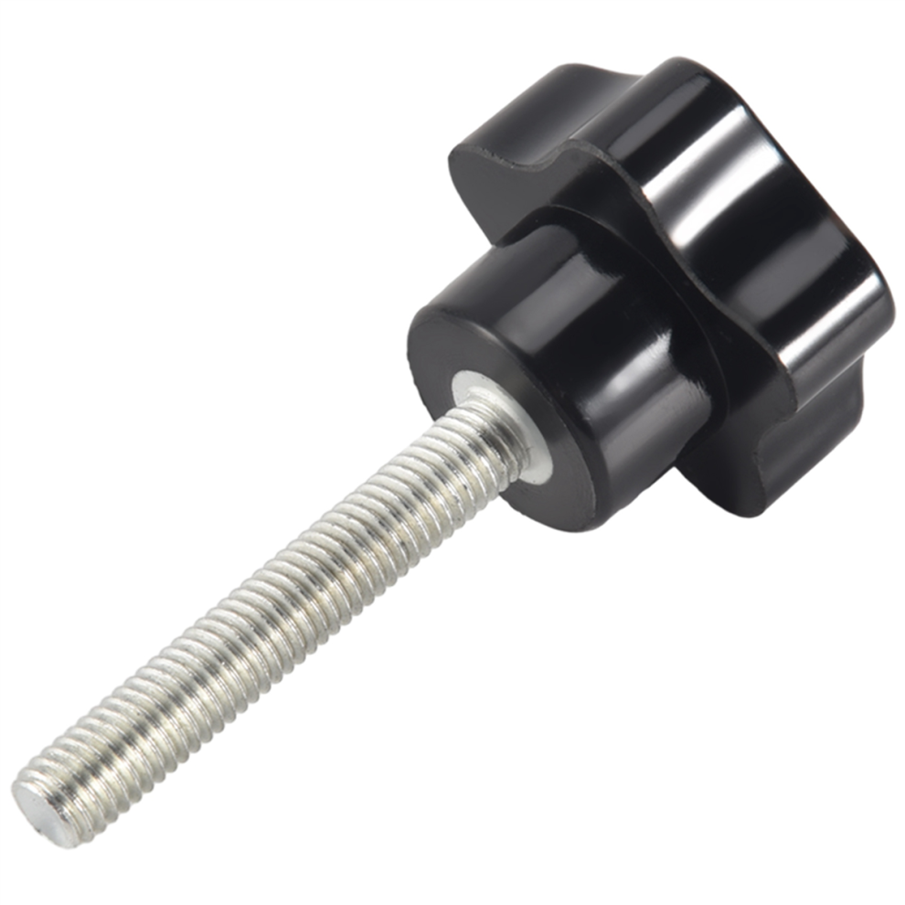 M8 X 50Mm Thread Replacement Star Hand Knob Tightening Screw Black Silver Tone 4852122902634