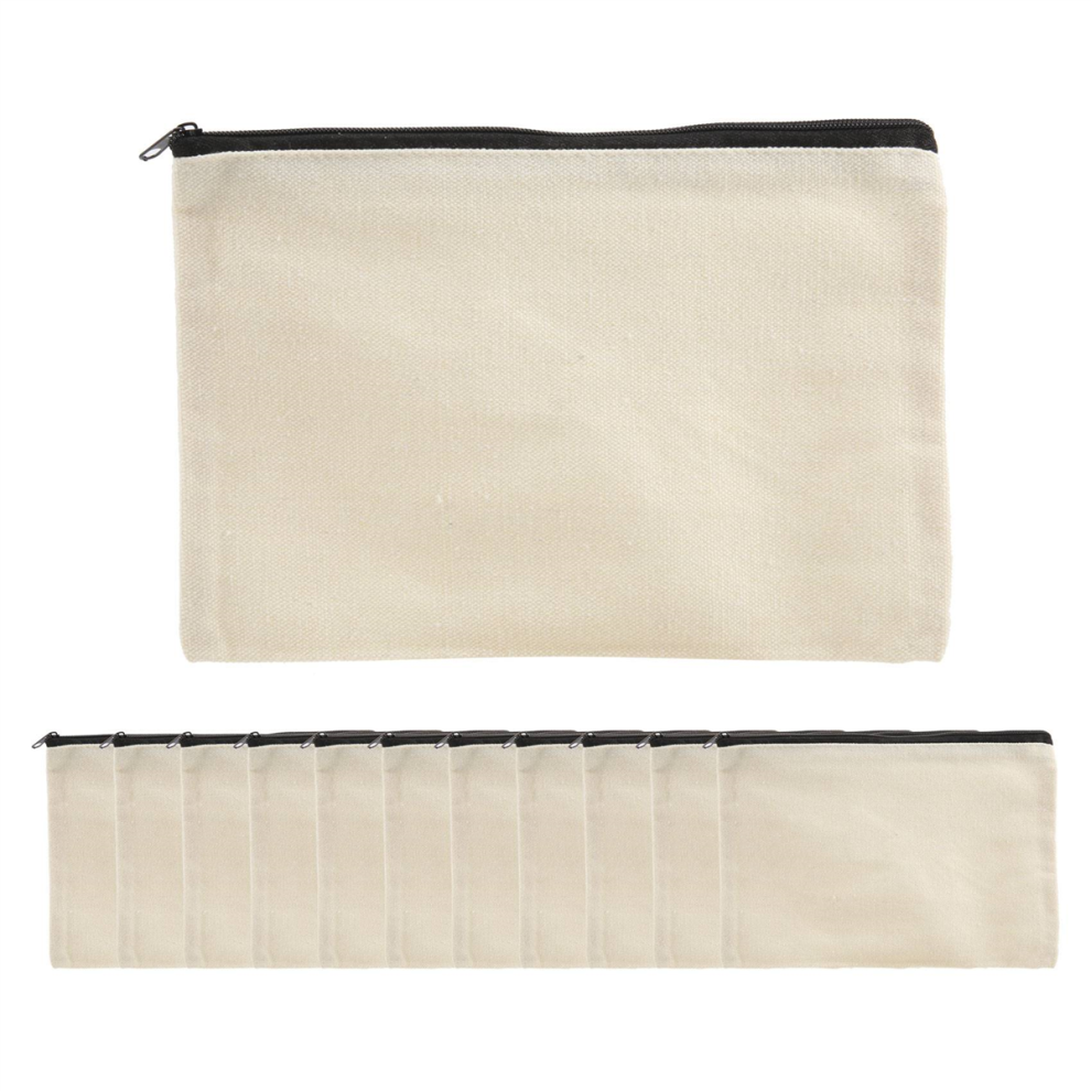 Photos - Cosmetic Bag Jehiatek 12 Pack Canvas Zipper Bags, Blank DIY Craft Pouches for Travel Cosmetic Makeup Pencil Case, Party Gift Coin Cash Purse 