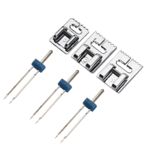 3 Pcs Double Twin Needles Pins (3 Size Mixed 2.0/90 3.0/90 4.0/90) With 3Pcs Groove Pintuck Presser Foot Sewing Machine Accessories