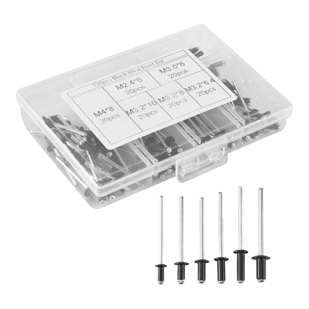 Photos - Nail / Screw / Fastener Jehiatek 120Pcs/Set M2.4 M3.0 M3.2 Black Aluminium Blind Rivets Nail Decoration For Furniture Assortment Kit Hw078 