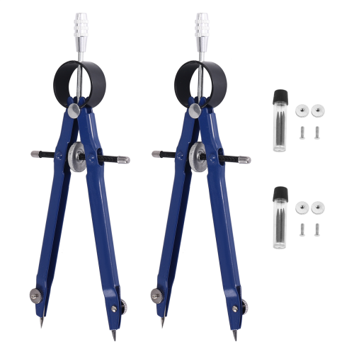 2 Pack Drafting Compass with Lock Math Bow Drawing Metal Wheel Geometry Divider Precision Student for Art School Office 2