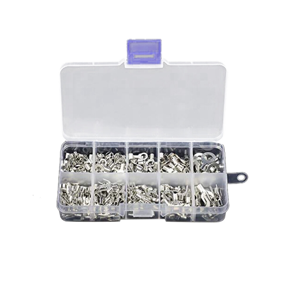320Pcs 10 In 1 Terminals Non-Insulated Ring Fork U-Type Brass Assortment Kit Cable Wire Connector Crimp Spade 4852398649127