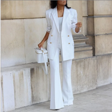 (S)Autumn New Women's Suits Solid Color Casual Wide Leg Pants Suit