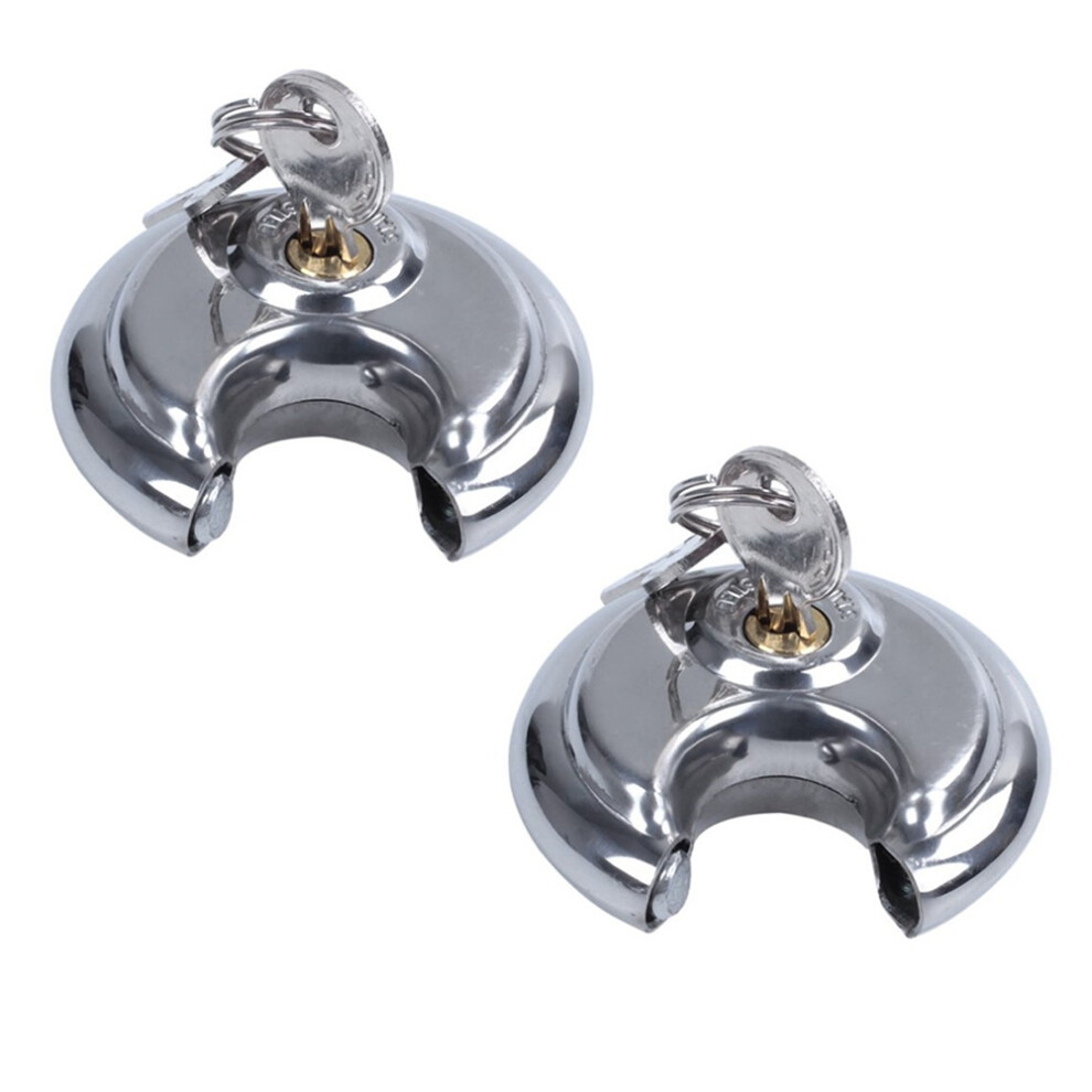 2Pcs Heavy Duty Outdoor Security Padlock 70mm Sheds Garage Gate Keyed Padlock, Stainless Steel Discus Lock-image-OPC-PJ87VPW-NEW