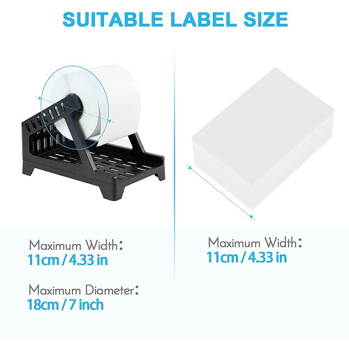 Label Holder for Roll and Fanfold Thermal Shipping Labels, Work with Desktop Printer, Black 1