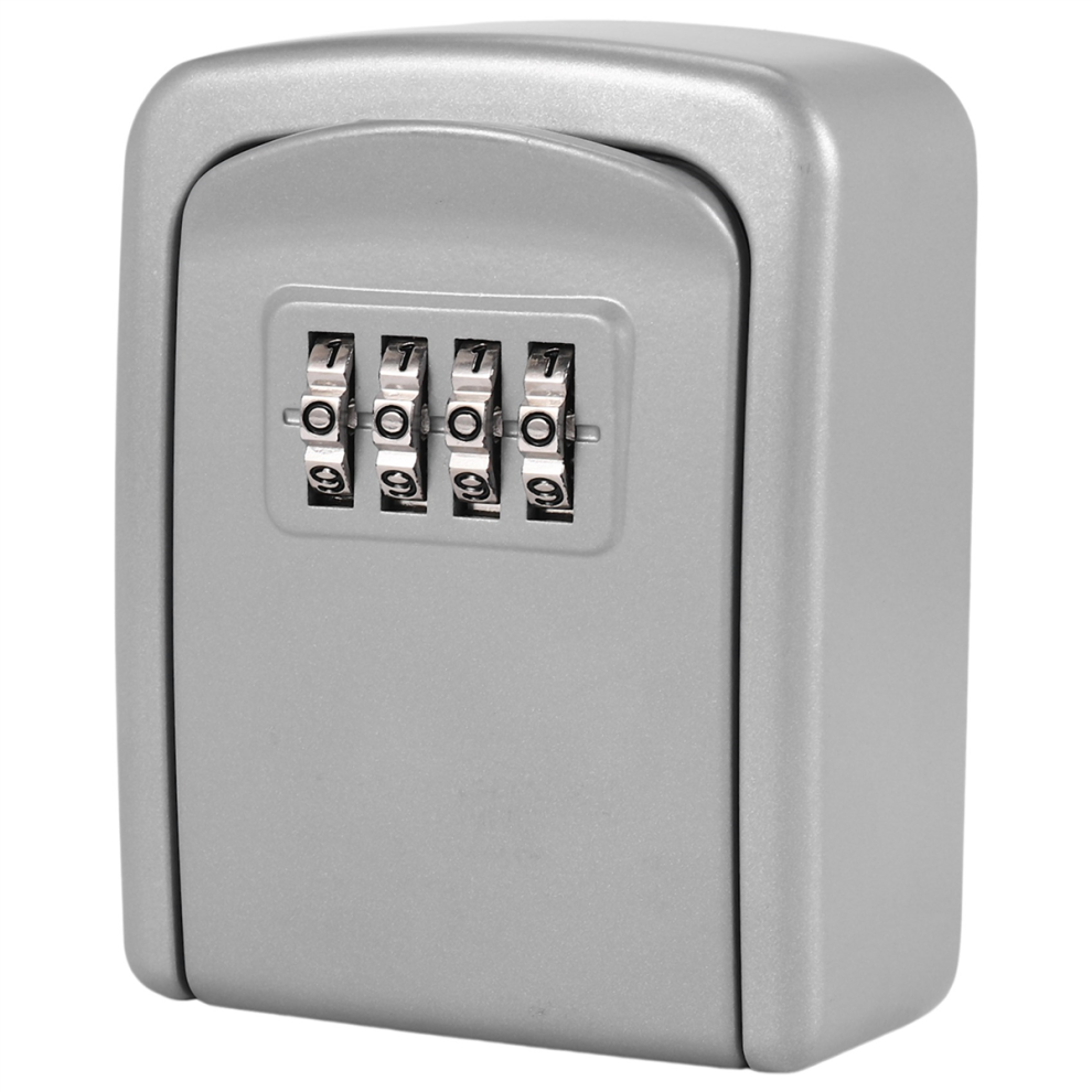 Key Lock Box Wall Mounted 4 Digit Combination For House Weatherproof Security Storage Silver 4852398668593