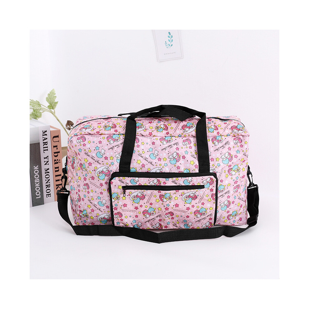 (Pink Double) Foldable Kuromi Melody Travel Bag With Fixed Trolley Strap Outdoor For Travel-image-OPC-PJ87YKK-NEW