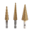 Step Drill Bit 3Pcs Hss Set Cone Hole Cutter Taper Metric Nitriding Hex Core Bits Gold 1
