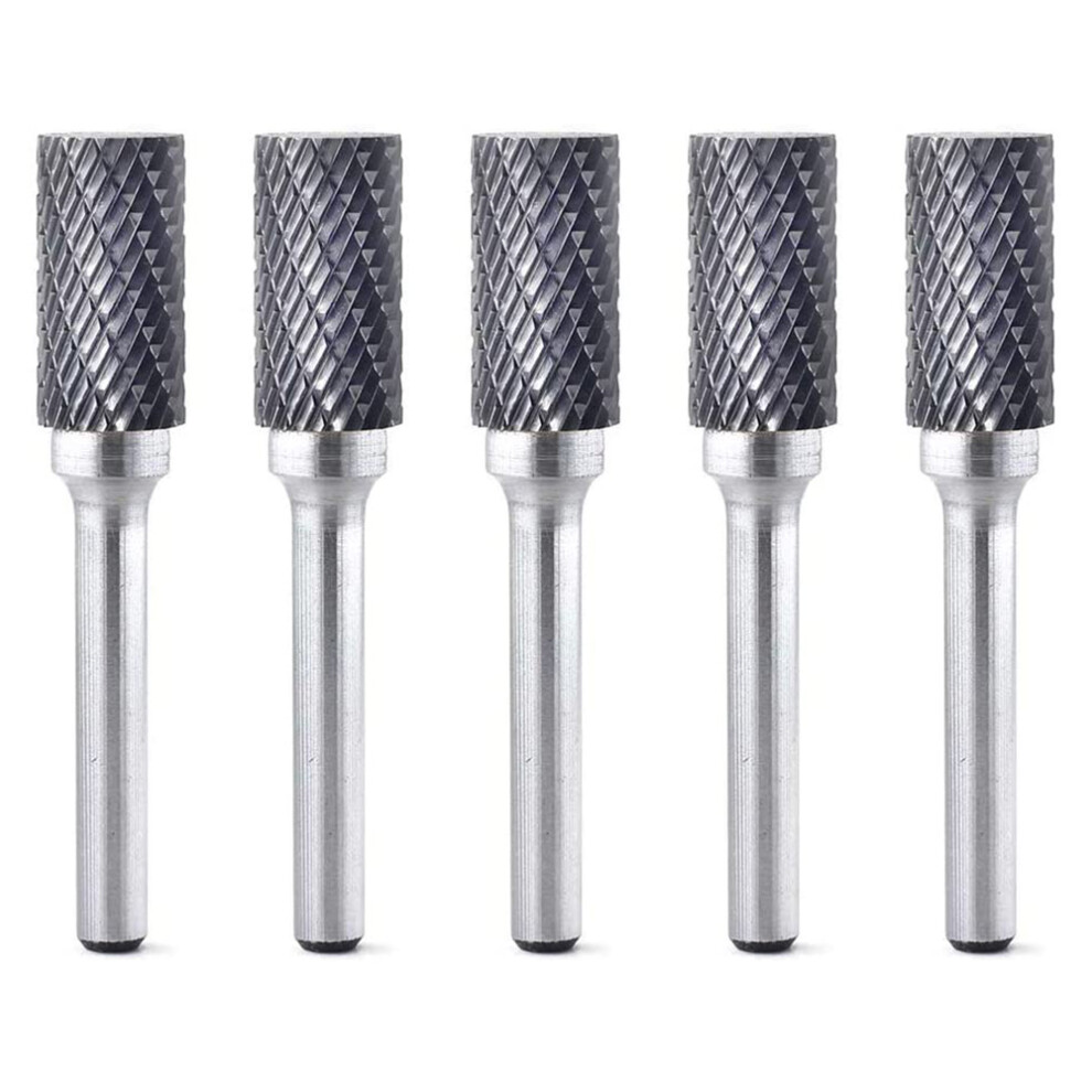 5Pcs Sa-5 Tungsten Carbide Burrs Cylinder Shape Double Cut Rotary Burr File With 1/4 Shank For Tool Die Grinder 4852398679520