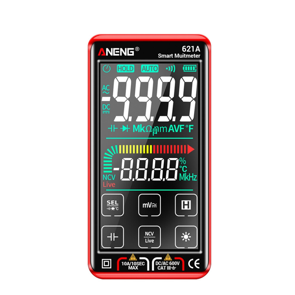 621A Touch Screen Intelligent Digital Multimeter 9999 Counts Auto Range Rechargeable Ncv Universal Meter Ammeter(Red) 4852398677731