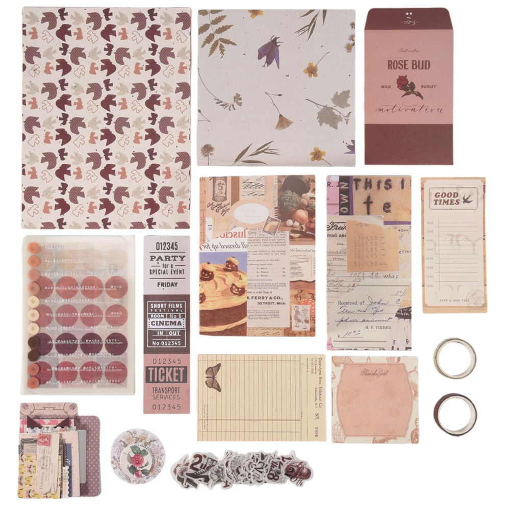 Aesthetic Scrapbook Kit,Junk Journal Kit with Journaling/Scrapbooking Supplies, Gift for Teen Girl Kid (Cocoa Brownies)-image-OPC-PJ87ZP6-NEW