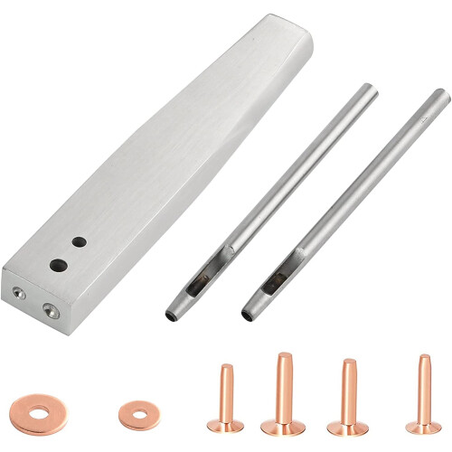43Pcs Copper Rivets and Burrs, 4 Sizes Rivet Burrs Assortment Kit,for Belts Wallets Collars Leather Working