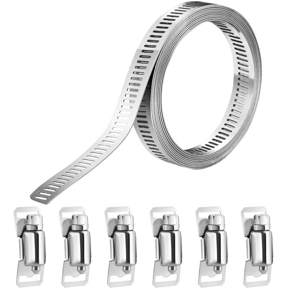 304 Stainless Steel Adjustable Hose Clamps, Diy Worm Gear Duct Clamp Set, For Radiator/Automotive & Mechanical Plumbing 4852398680939