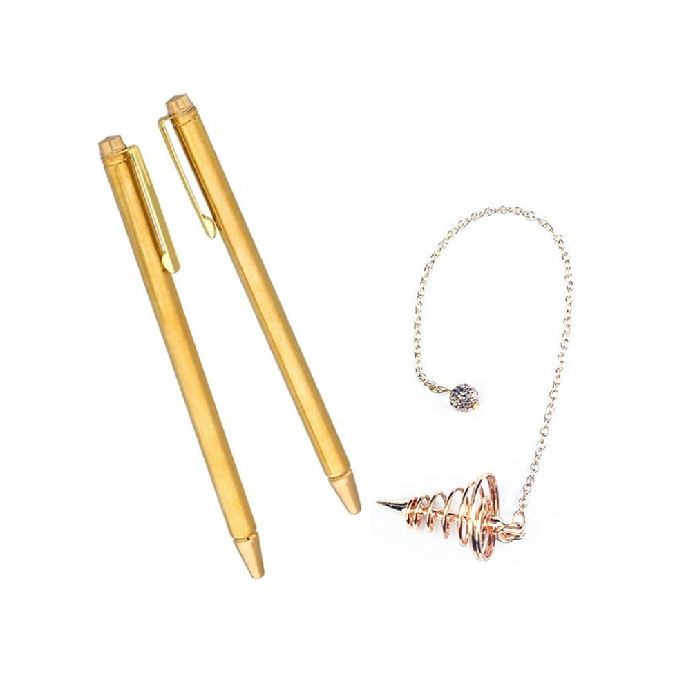 3 Pieces Divining Rods Copper And Dowsing Pendulum,Retractable Paranormal With Handle 4852398684487
