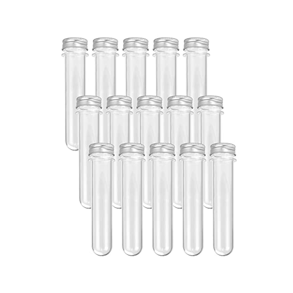 15PCS 100Ml Clear Plastic Test Tubes with Screw Caps and 1 Cleaning Brush - Gumball Candy for Wedding Party-image-OPC-PJ8862R-NEW