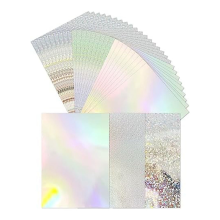 30-Pack Metallic Holographic Cardstock Shiny Fluorescent A4 Thick Mirror Paper for Card Making Scrapbooking
