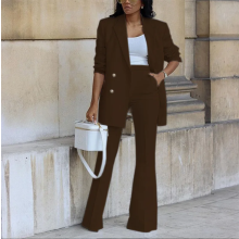 (3XL)Autumn New Women's Suits Solid Color Casual Wide Leg Pants Suit