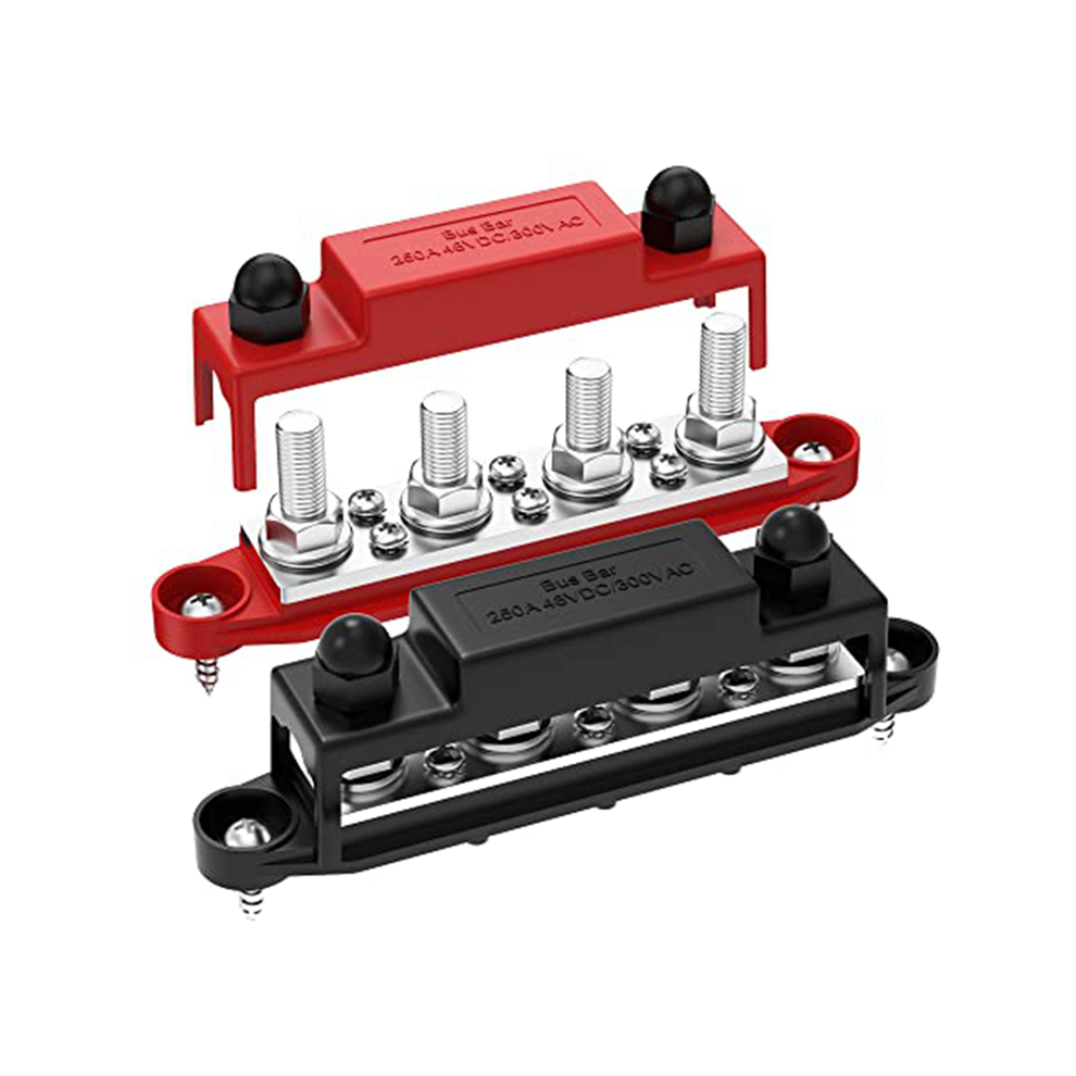 250A 12V Bus Bar Battery Power Distribution Block Car Audio 12 Volt Dc Busbar 4 X 3/8Inch Posts 6 8 Screws 4852398688805