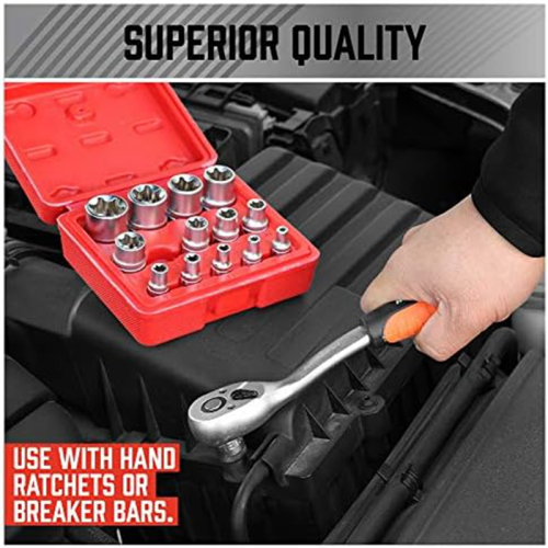 14Piece E-TORX Socket Set Premium Female Torx Set, Star Torque External 1